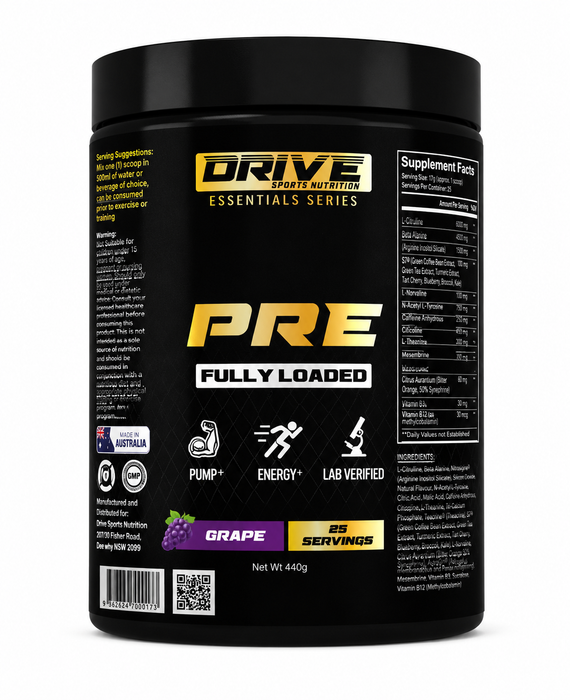 Drive Sports Nutrition Pre- Fully Loaded- 25 Serves
