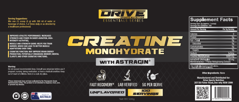 Drive Sports Nutrition Creatine Monohydrate 500g