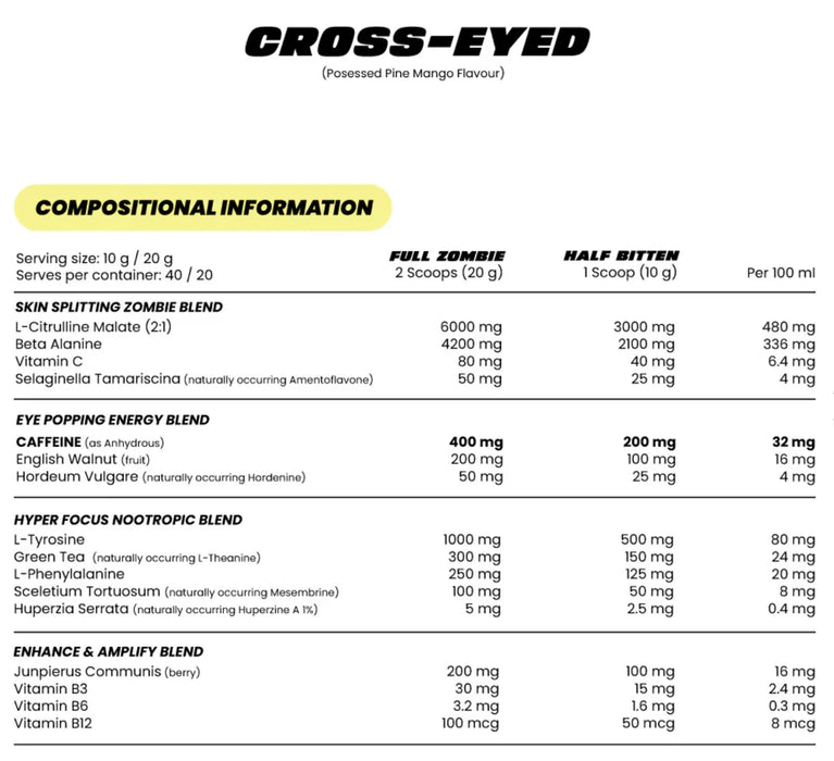 Zombie Labs Cross-Eyed Extreme Stimulant Pre-Workout