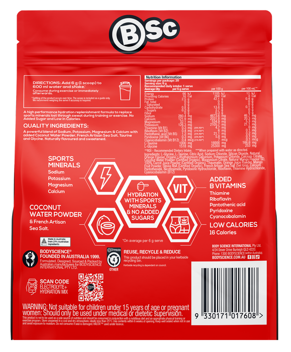 BSc Body Science Electrolyte + Hydration Mix 120g