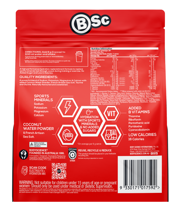 BSc Body Science Electrolyte + Hydration Mix 120g